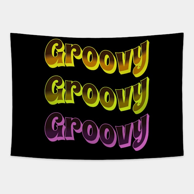 Vintage Retro 1970 Groovy Vibes Tapestry by Scar