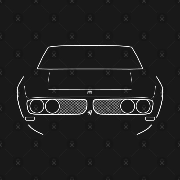 Iso Grifo classic grand tourer car white outline graphic by soitwouldseem