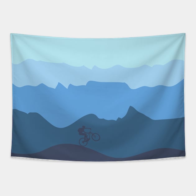 Mountain Biker cycling the mountains Tapestry by TheOutdoorPeople