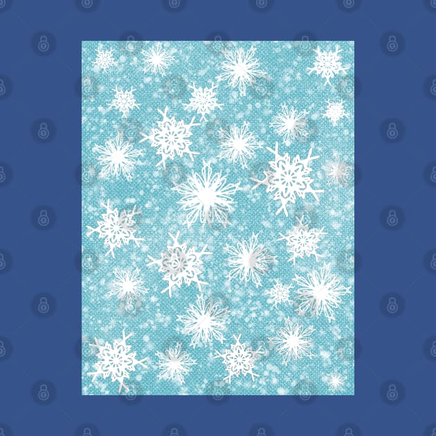 Sparkle Snowflake Pattern Design in Pastel Blue Background by Lobinha