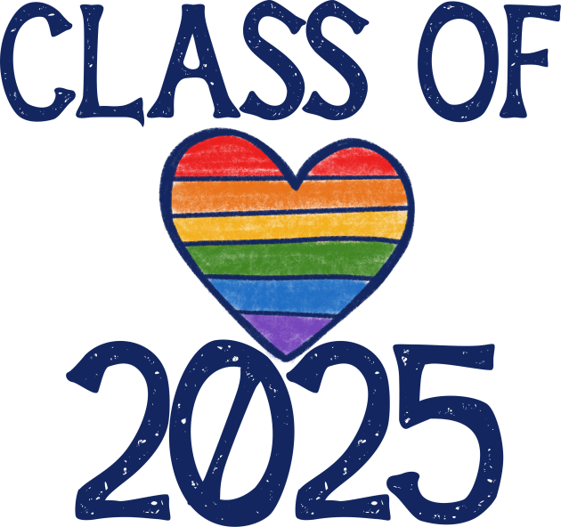 Class of 2025 Rainbow Heart Kids T-Shirt by bubbsnugg