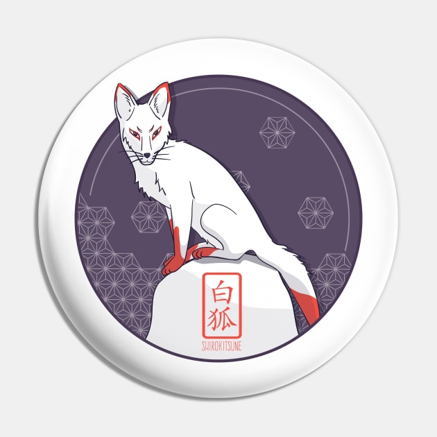 Japanese White Fox - Kitsune Pin by Vilflo_store