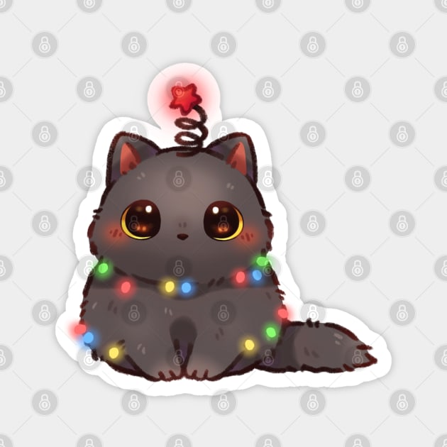 Christmas Kitty Magnet by Riacchie Illustrations