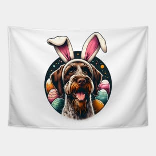 Wirehaired Pointing Griffon Embraces Easter with Bunny Ears Tapestry