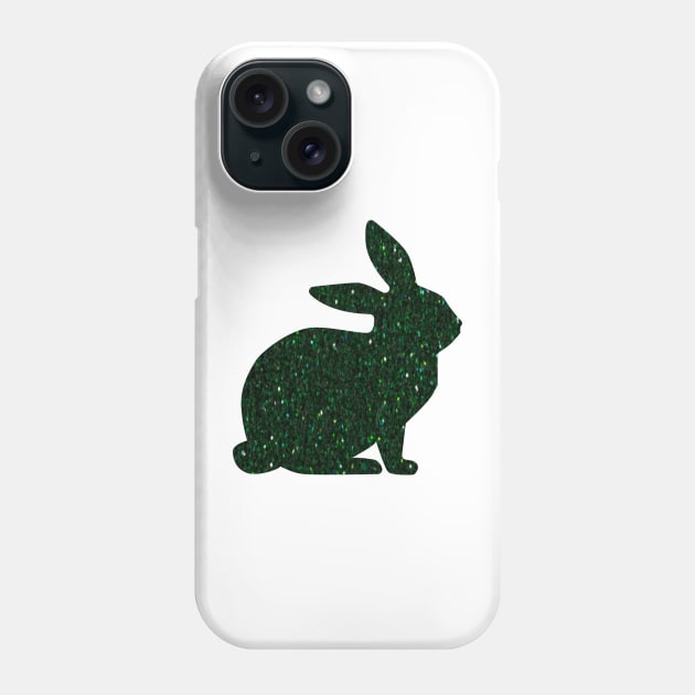 Dark Green Faux Glitter Easter Bunny Phone Case by Felicity-K