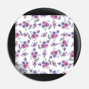 Vintage Style Flower and Butterfly Pattern Pin