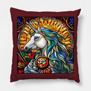 Stained Glass Unicorn Pillow