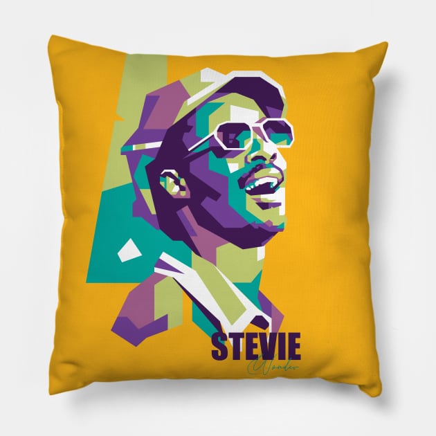 Stevie Wonder Popart Pillow by masnono