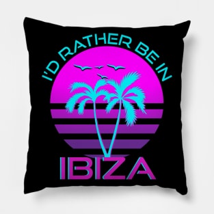 I'd Rather Be In Ibiza Vaporwave Pillow