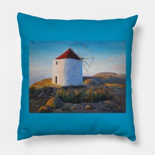 Traditional Windmill in Greece Pillow