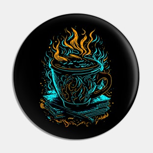 books and coffee Pin