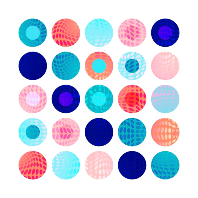 Big polka dots geometrical composition in blue and pink by IngaDesign