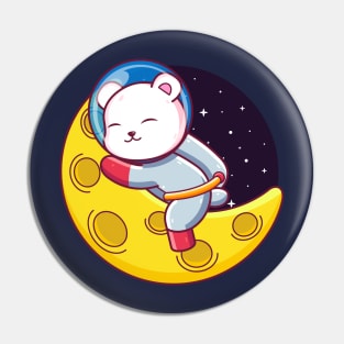 polar bear astronaut sleeping on the moon Pin