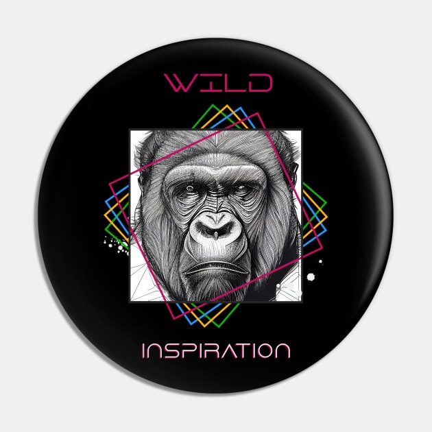 Gorilla Ape Wild Nature Animal Illustration Art Drawing Pin by Cubebox