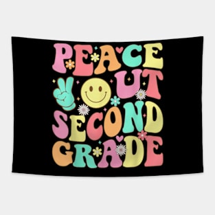 Peace Out Second Grade Groovy 2Nd Grade Last Day Of School T-Shirt Tapestry