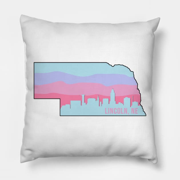 Nebraska Lincoln Skyline Sunset Pillow by sydneyurban