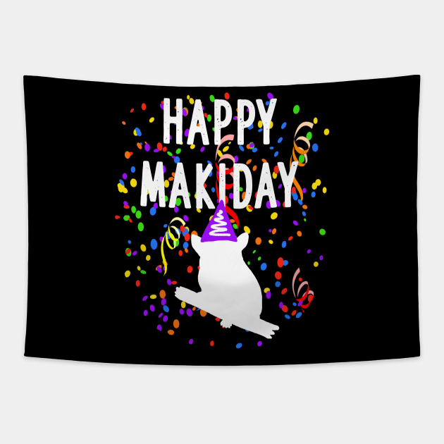 happy makiday Maki Geschenk Koboldmaki Affen Love Tapestry by FindYourFavouriteDesign