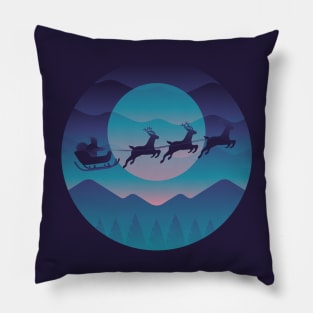 Santa flying his sleigh Pillow