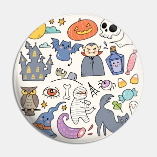 Adorable Halloween Doodles Pin