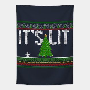 It's Lit Christmas Tree Ugly Sweater Tapestry