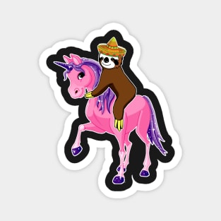 Sloth rides Unicorn Cinco de mayo Magnet