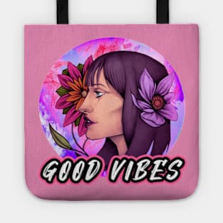 Good Vibes Beautiful Girl Flower Tote