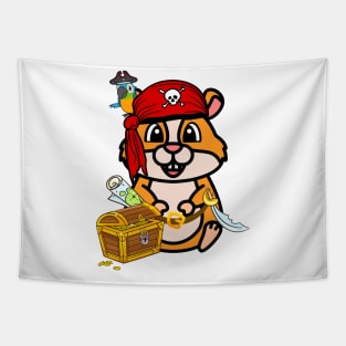 Cute orange hamster is a pirate Tapestry