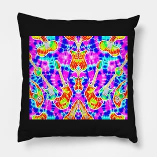 Tie Dye Aesthetic - Multicolored Guitars - Abstract Art Pillow