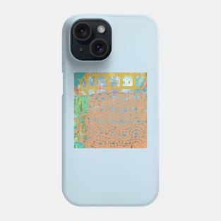 Terracotta Fiber Art Collage of waves on beach Phone Case