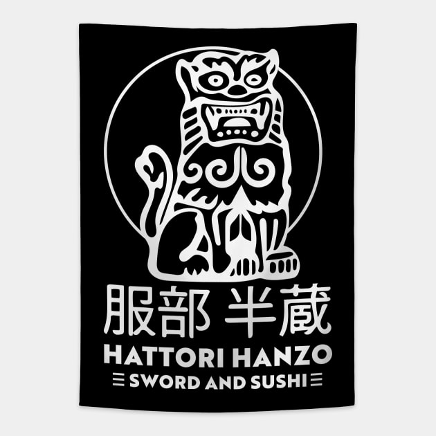 Hattori Hanzo Sword and Sushi (light) Tapestry by Doc Multiverse Designs