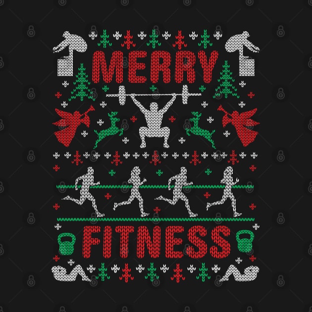 Funny Merry Fitness Exercise Gym Ugly Christmas Sweater Party by TeeCreations