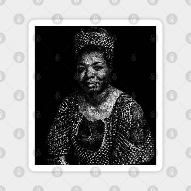 Maya Angelou Portrait with all her book titles - 01 Magnet by SPJE Illustration Photography