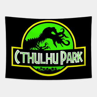 Cthulhu Park - Retro 90s Movie Parody (Green Variant) Tapestry