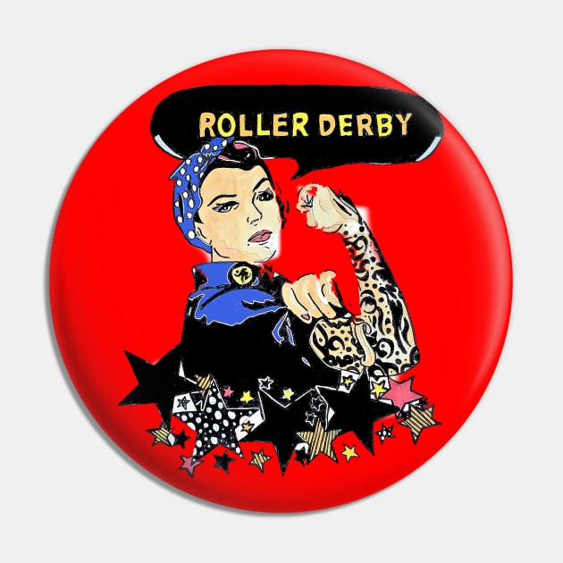 The Derby Riveter Pin by KazArtDesigns