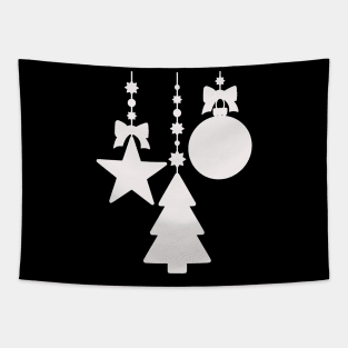 Minimal Christmas Tree Ornaments White Gradient Tapestry