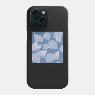 Woolly Mammoth and Woolly Rhino on Ice Blue background Phone Case