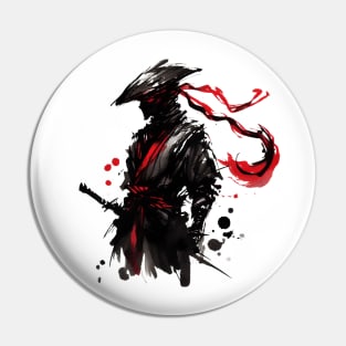 Crimson Shadow: Ink Wash Ninja Pin