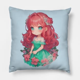 Mermaid Girl with Roses Pillow