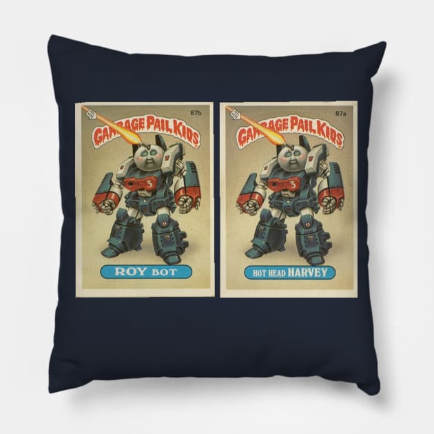 Roy Bot and Hot Head Harvey Garbage Pail Kids Pillow by GeekGiftGallery