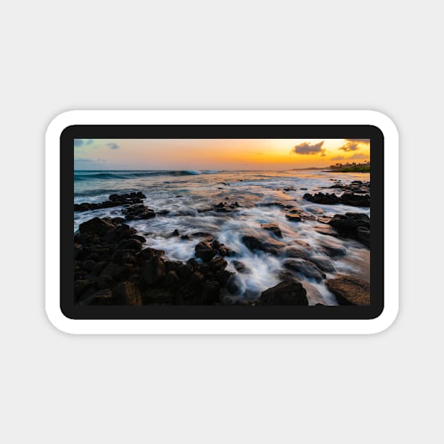 Rocky Hawaiian Beach at Sunset Magnet by JeffreySchwartz