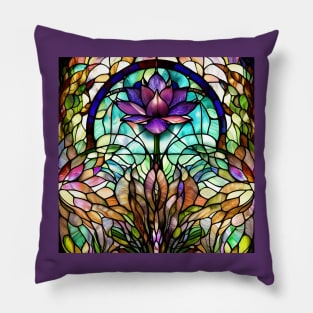 Stained Glass Lotus Flower Pillow