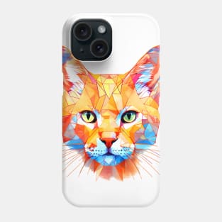 Geometric Cat No. 2: Light Background (on a no fill background) Phone Case