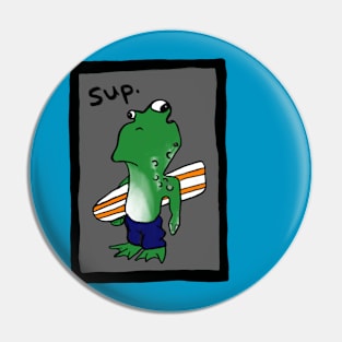 Surfer Dude Frog Pin