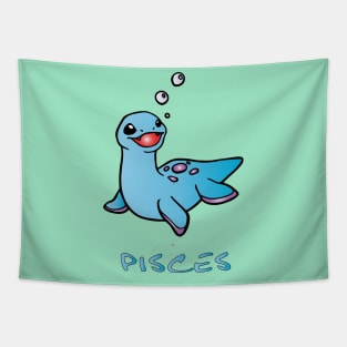 blue dinosaur Pisces Tapestry