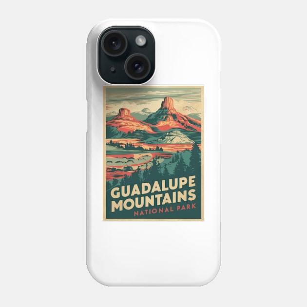 Vintage poster Guadalupe Mountains National Park Phone Case by Perspektiva