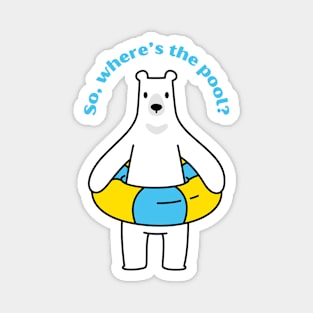 Cute white bear with swimming ring Magnet