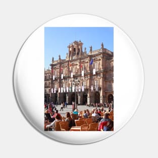 Plaza Mayor with City Hall in evening light, Salamanca, Spain Pin