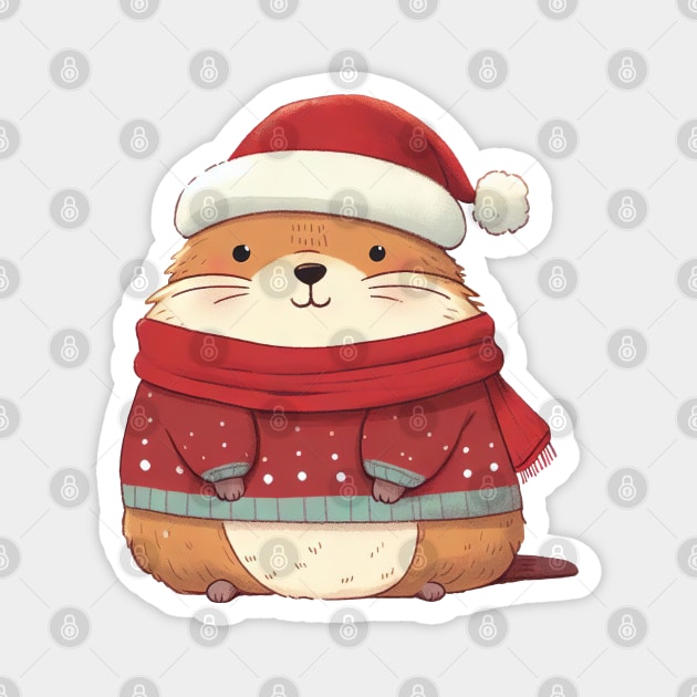 Cute Christmas Marmot Magnet by Takeda_Art