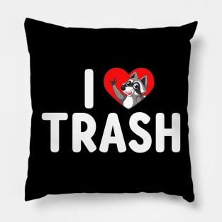 I Love Trash - Cute Funny Metal Raccoon Pillow