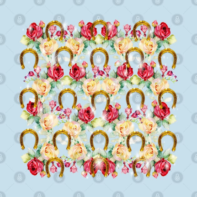 Pattern. Roses, Stars and Gold Horseshoes by KC Morcom aka KCM Gems n Bling aka KCM Inspirations